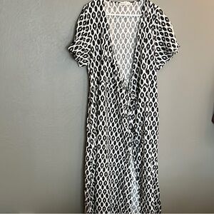 Marine Layer Black and White Maxi Sundress with Dolman Sleeves